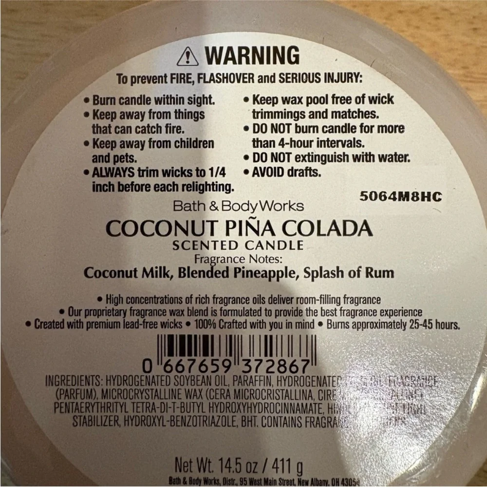 Bath & Body Works Coconut Piña Colada Candle with Flamingo Design